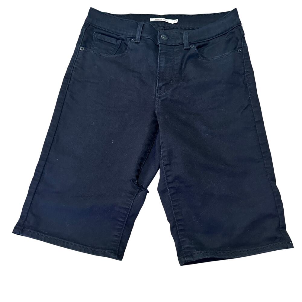 Levi’s Black Bermuda Denim Shorts Women’s Sz 27 High Rise Casual Streetwear Y2K